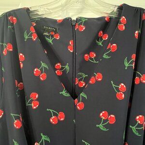 Talbots Navy blue dress w/cherry pattern